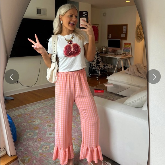 Cocomccall Gingham Girl Pant // Peach - Picture 2 of 8